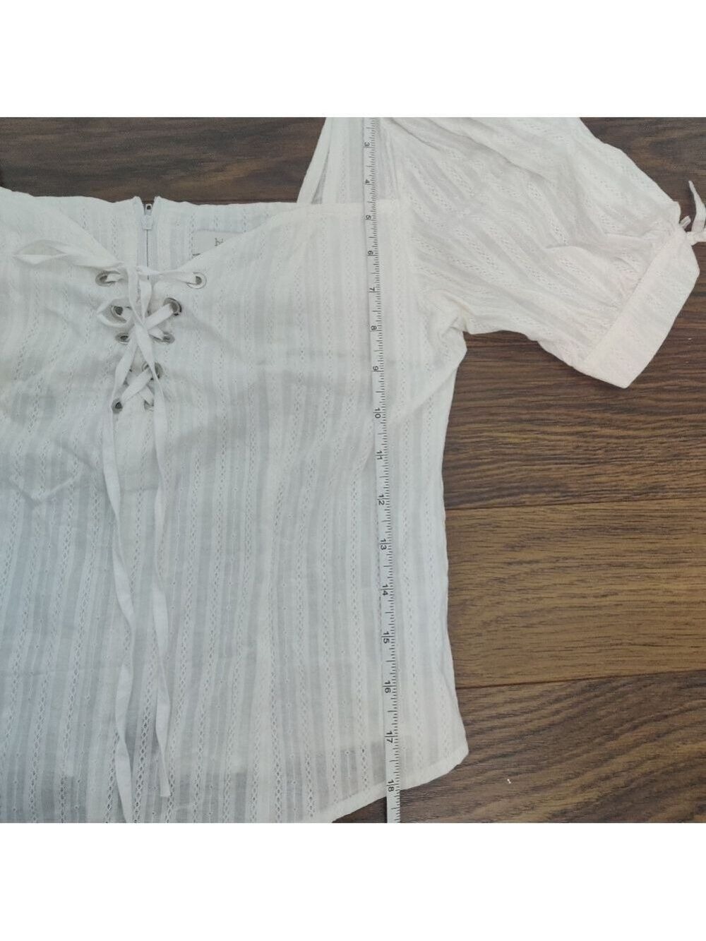Bishop + Young White Cotton Corset Tie Puff Sleeve Blouse S 0227 - Picture 10 of 10